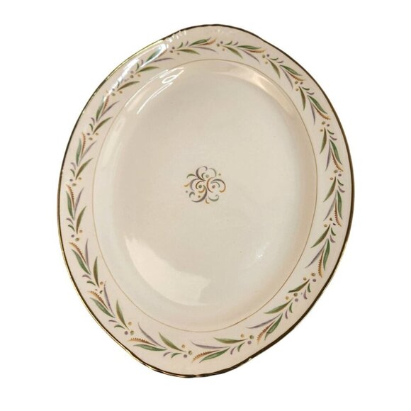 Eggshell Nautilus Autumn Oval Serving Platter Gold Trim 11.5 x 9 inch Fine China - Picture 4 of 9